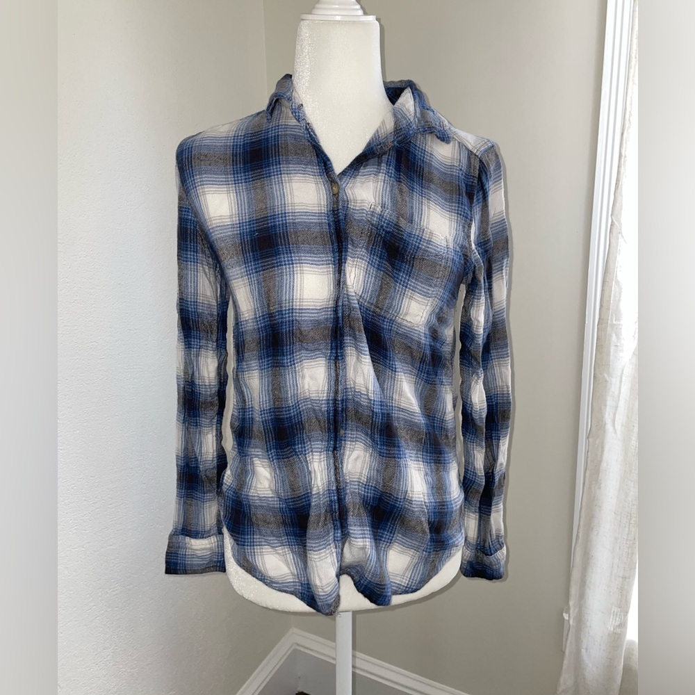 American Eagle blue and grey flannel